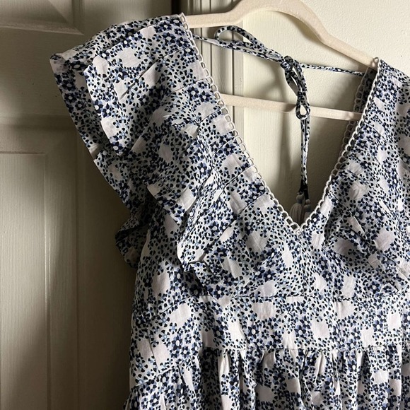 Anthropologie V-Neck Plunge Tunic Mini Dress Pockets Ditsy Floral Small - Picture 5 of 8